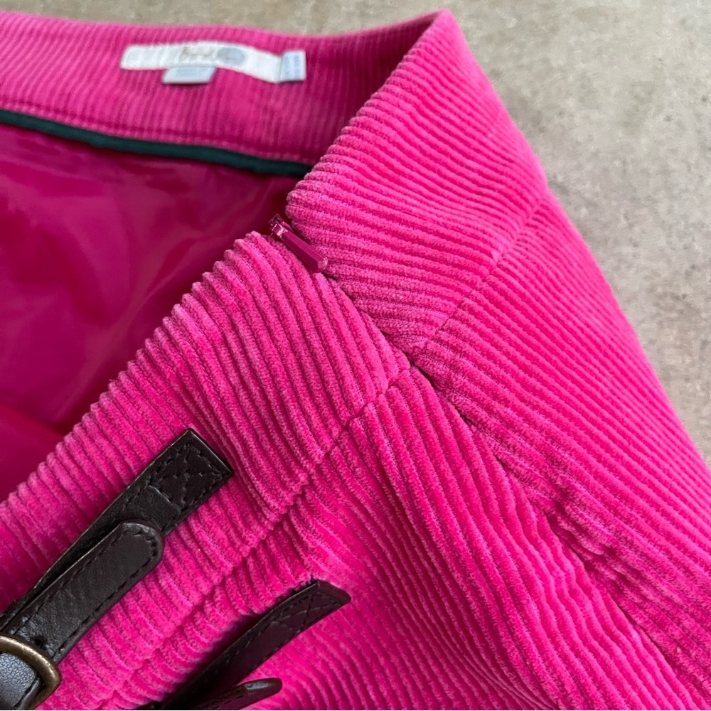 Boden pink corduroy kilt like double buckle A line faux wrap skirt barbiecore 10 - Picture 4 of 5